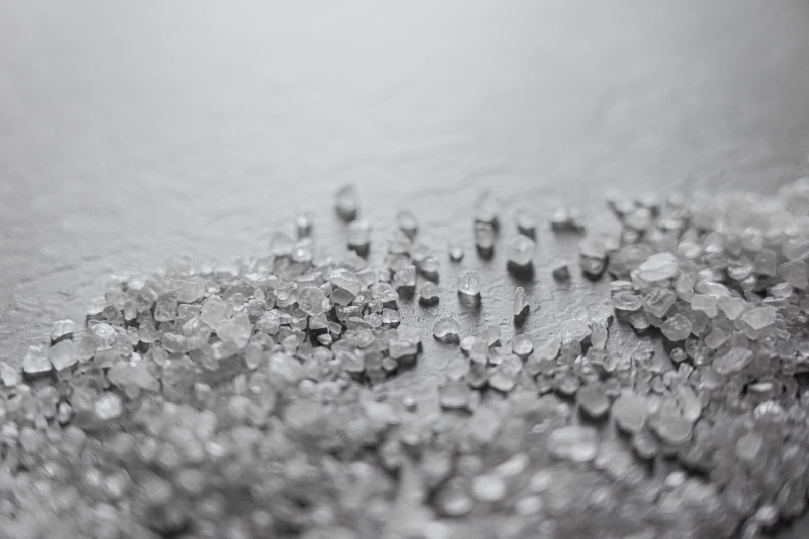 Cristaux blancs en macro
